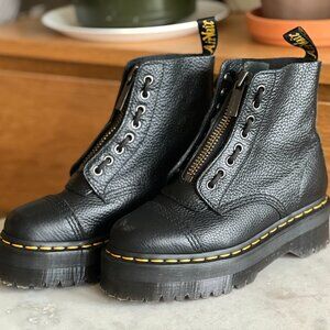 Dr. Martens Black Ankle Boots with Yellow Stitching